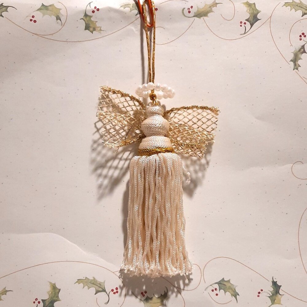 13 Handmade Tassel Angels with Gold Trim & Wings